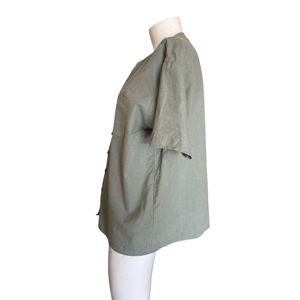 Honors women’s vintage 90s sage green 100% silk button up blouse - Picture 2 of 4